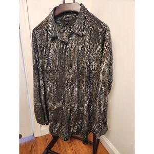 Apt 9 Abstract Animal-inspired Print Long Sleeve Button Up Size 2X